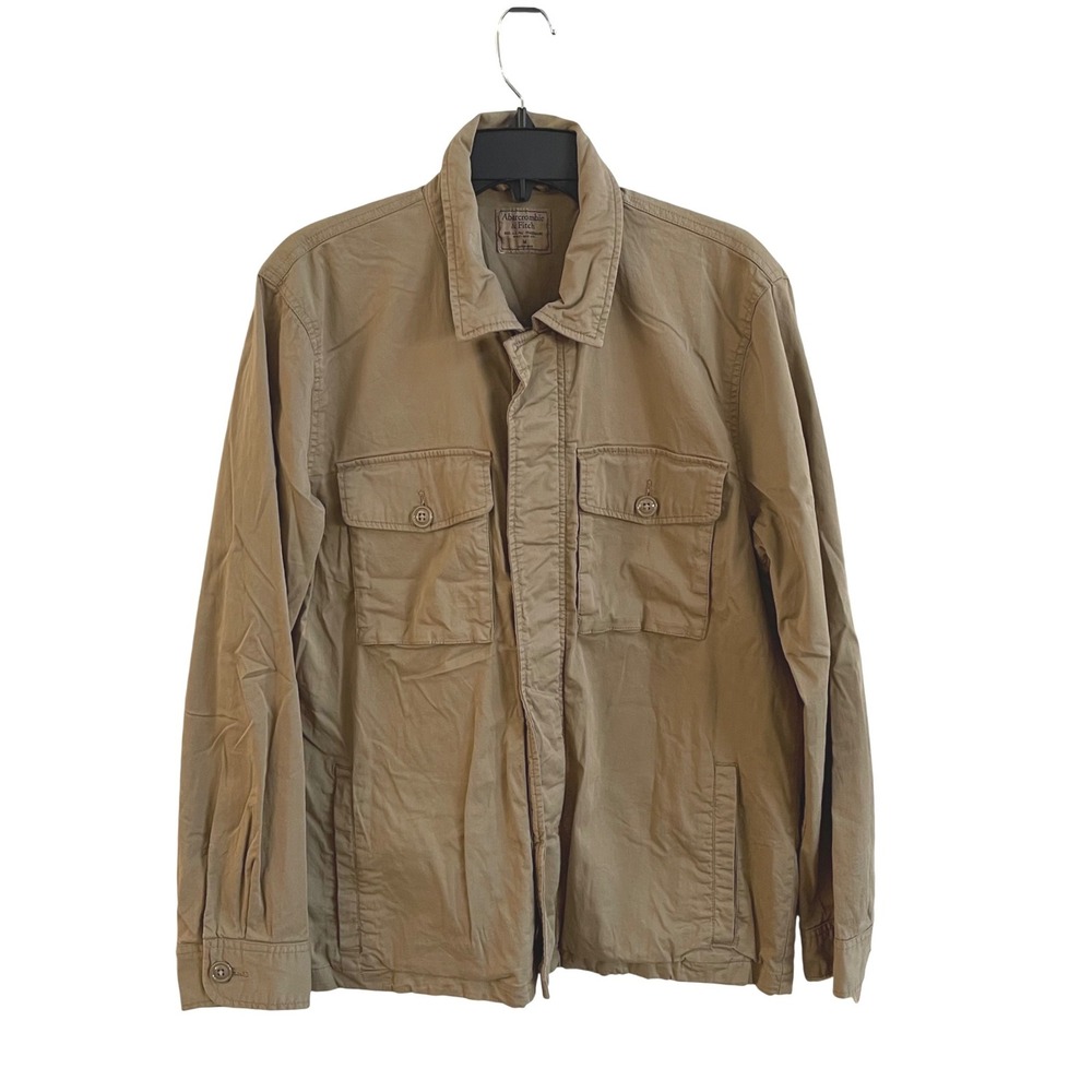 Abercrombie & Fitch Field Jacket Mens Medium Khaki Tan Utility Military Chore